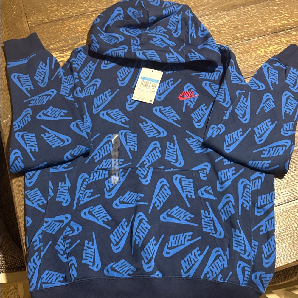 Nike Navy and Red Patterned Hoodie - Picture 3 of 5